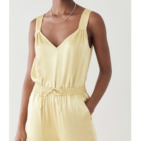 CLOSED Eden Top Charmeuse Tank Top 100% Viscose Chartreuse Green Yellow Medium - Picture 2 of 14